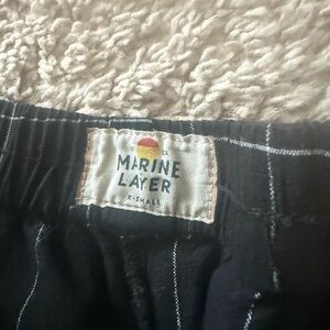 Marine Layer black Pants with White Windowpane Stripes